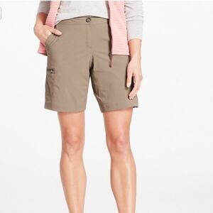 L.L. Bean nylon shorts women's size 4 comfort waistband trail outdoor hiking tan